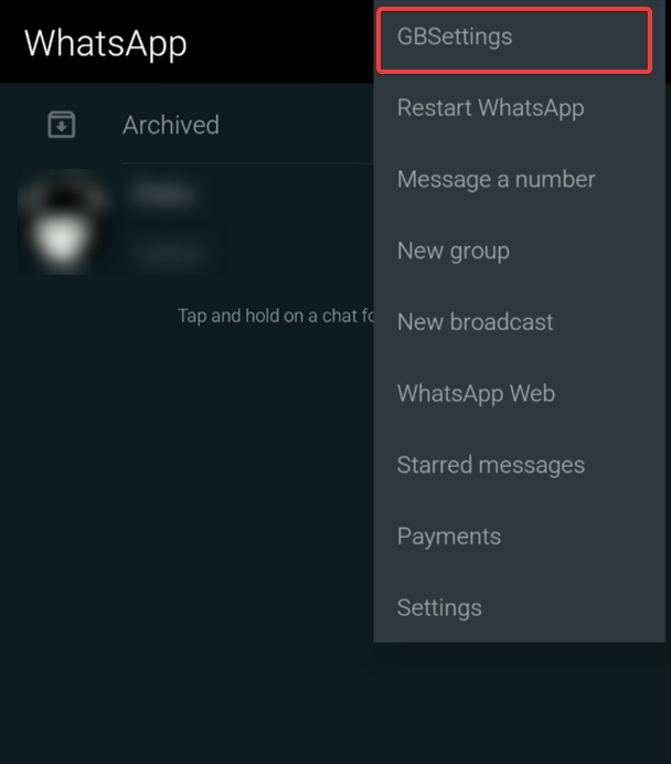 gb whatsapp settings page