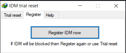 IDM trial reset register tab
